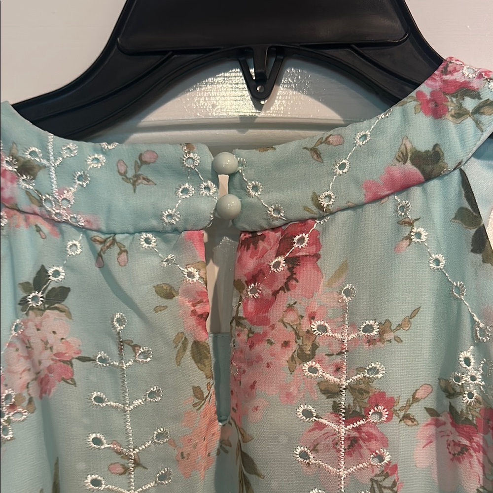 Floral Kids Dress in Blue and Pink - Picture 5 of 5